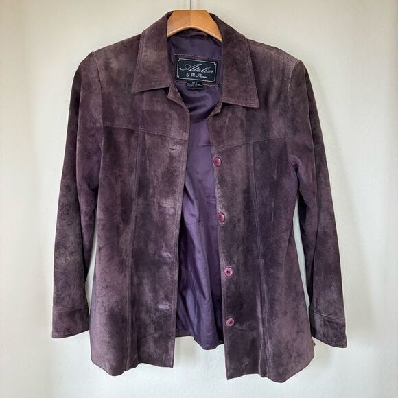 Atelier Brown Suede leather‎ Jacket / Trench Coat womens Size Medium Vintage - Picture 2 of 7